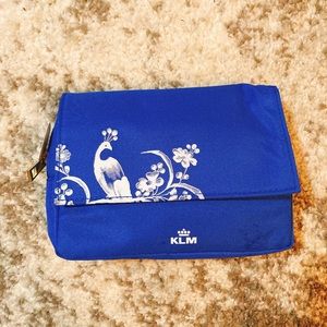 KLM business class travel amenities travel bag pouch blue